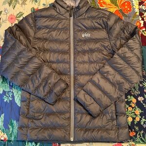 REI Co-op Kids’ Gray Insulated 650 Down Jacket Sz M (10-12)
